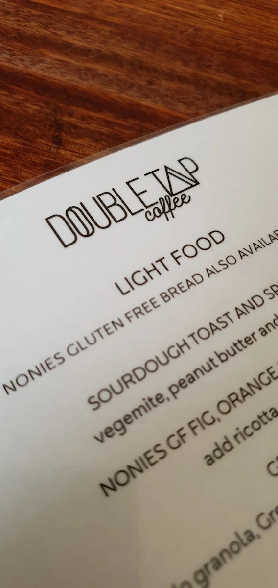 Menu, Double Tap Coffee