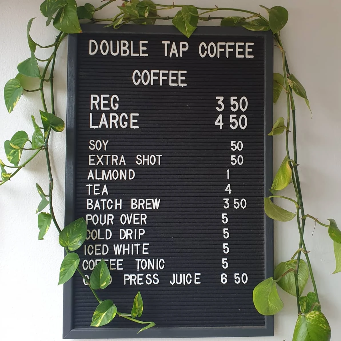 Menu, Double Tap Coffee