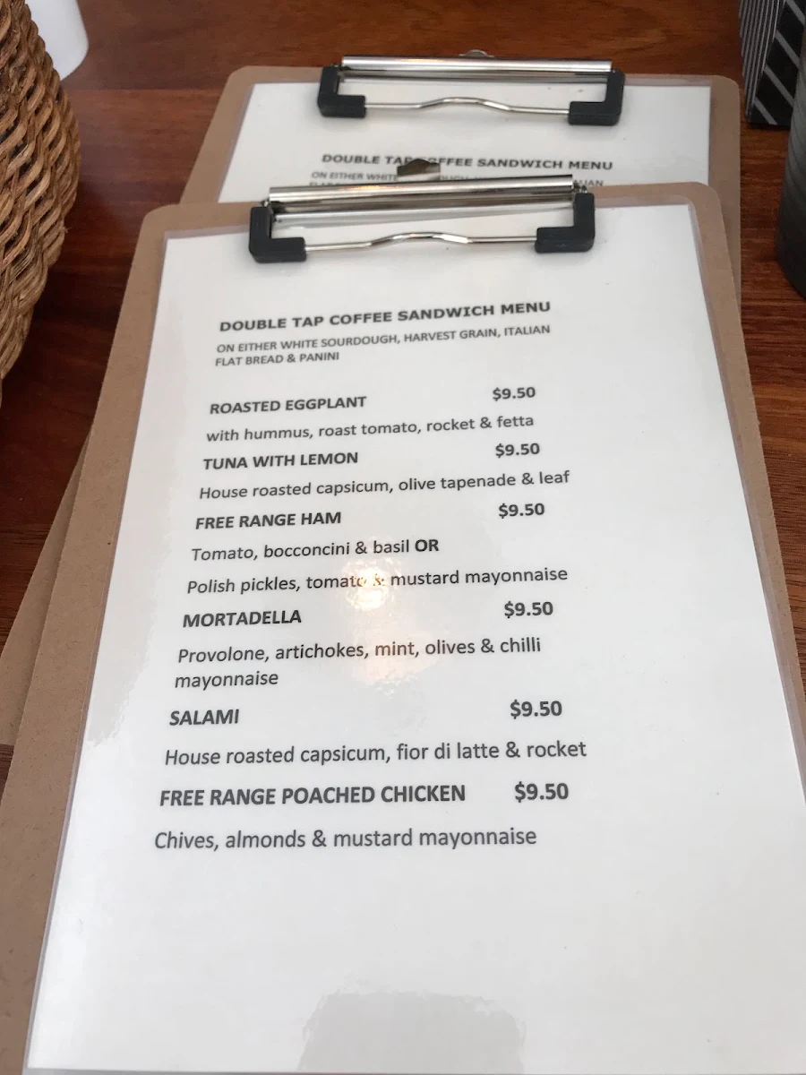 Menu, Double Tap Coffee