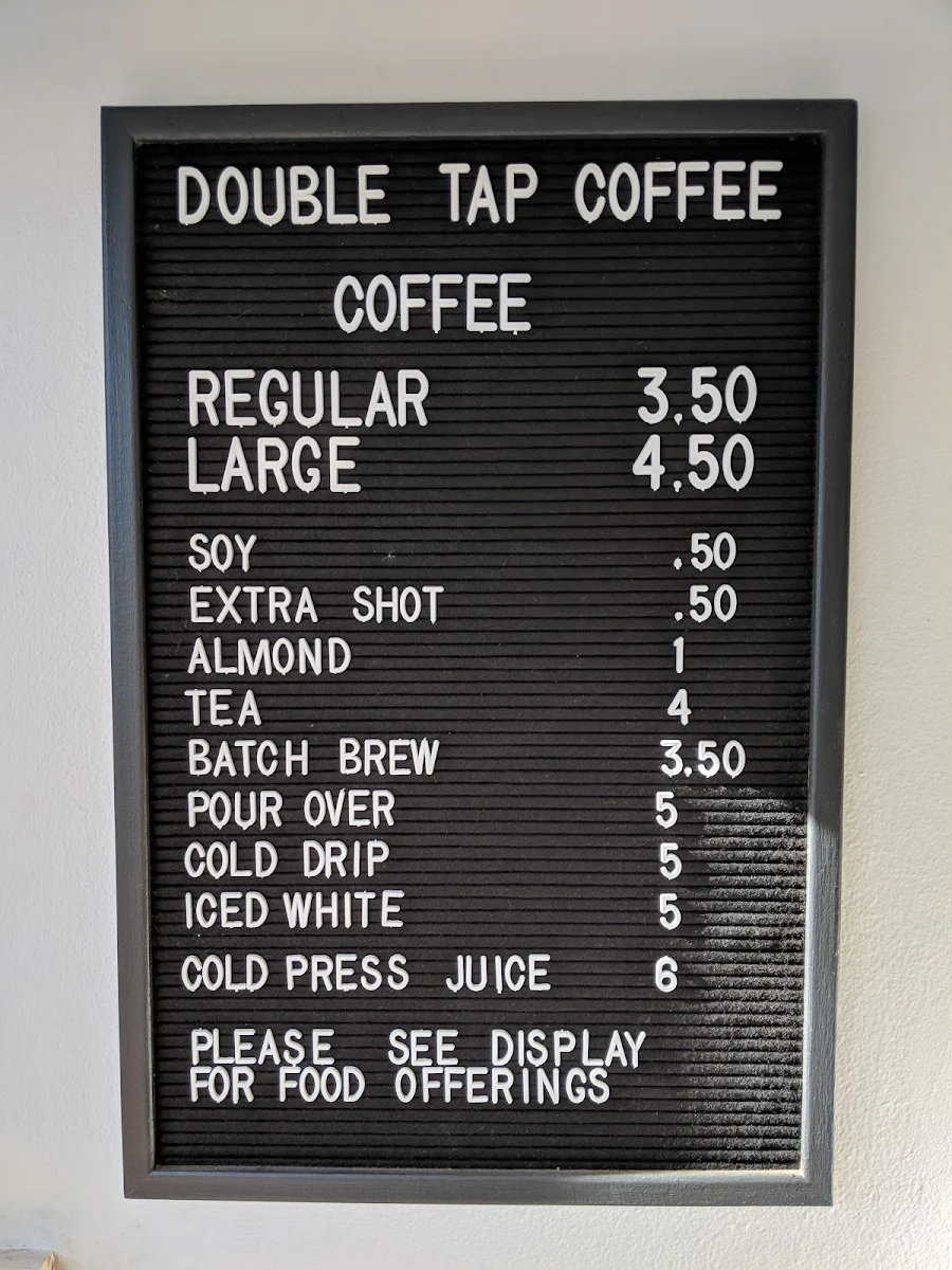 Menu, Double Tap Coffee