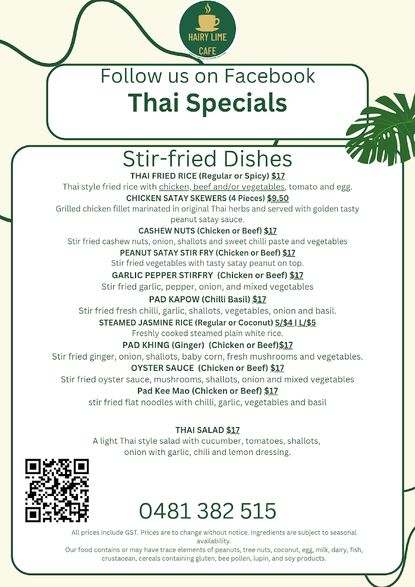 Menu, Cafe Lime by tastythai