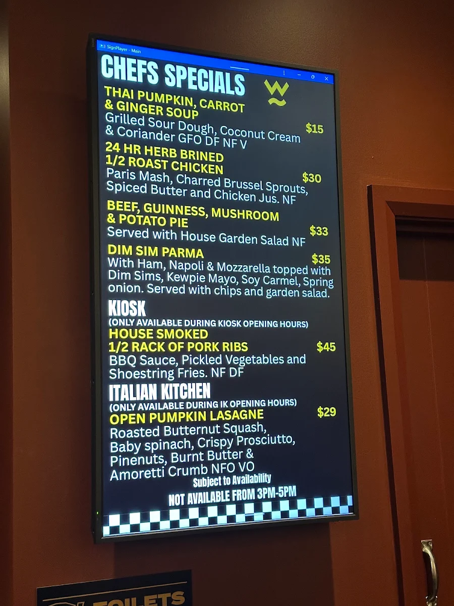Menu, The Grand Hotel Warrandyte