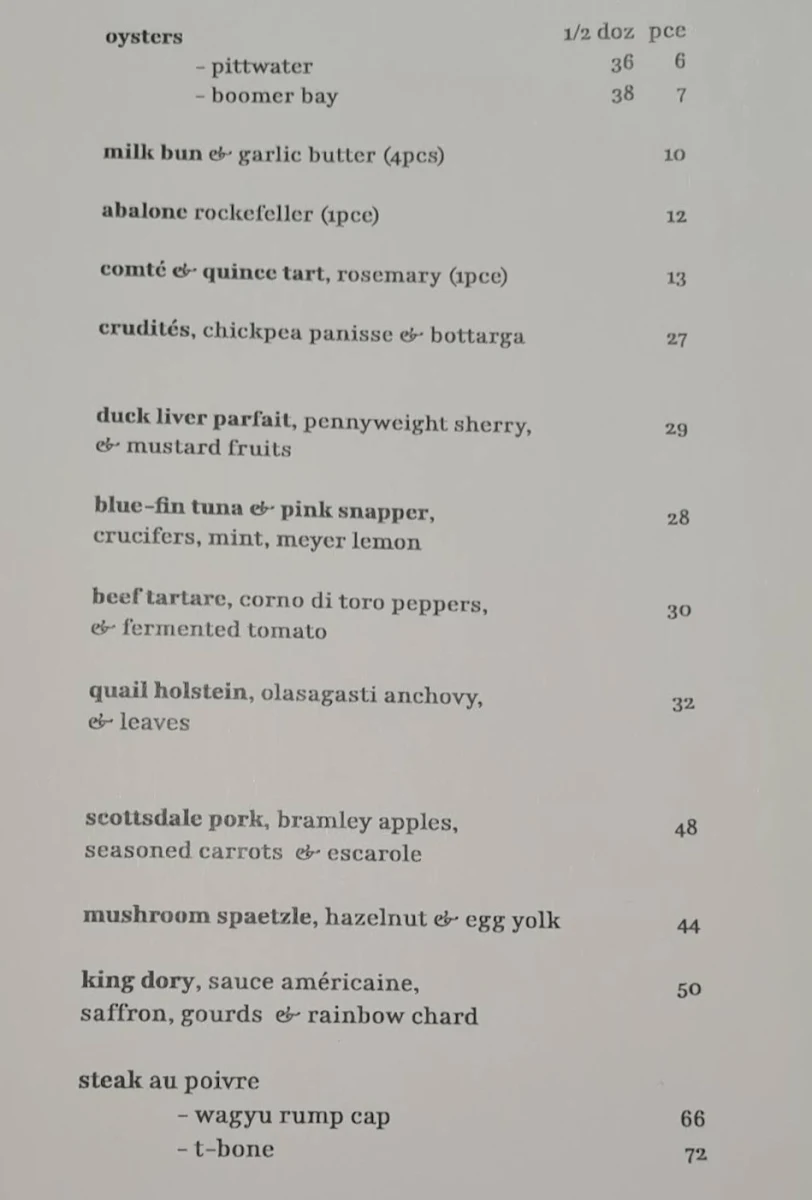 Menu, Six Russell Bakes + Bistro