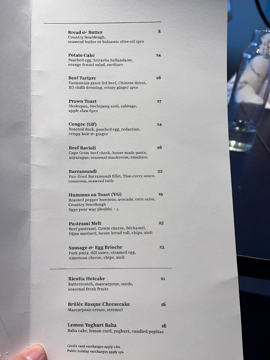 Menu, Six Russell Bakes + Bistro