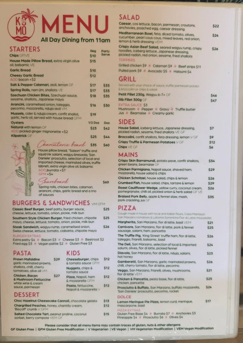 Menu, The Komo