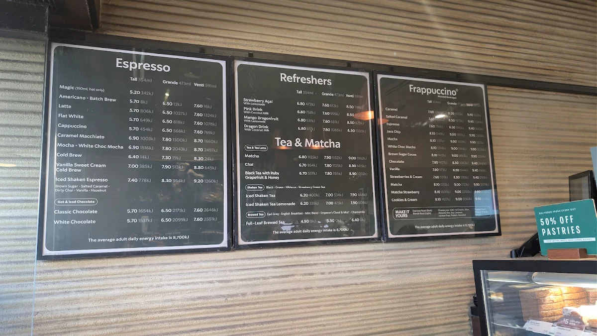 Menu, Starbucks Elizabeth Street