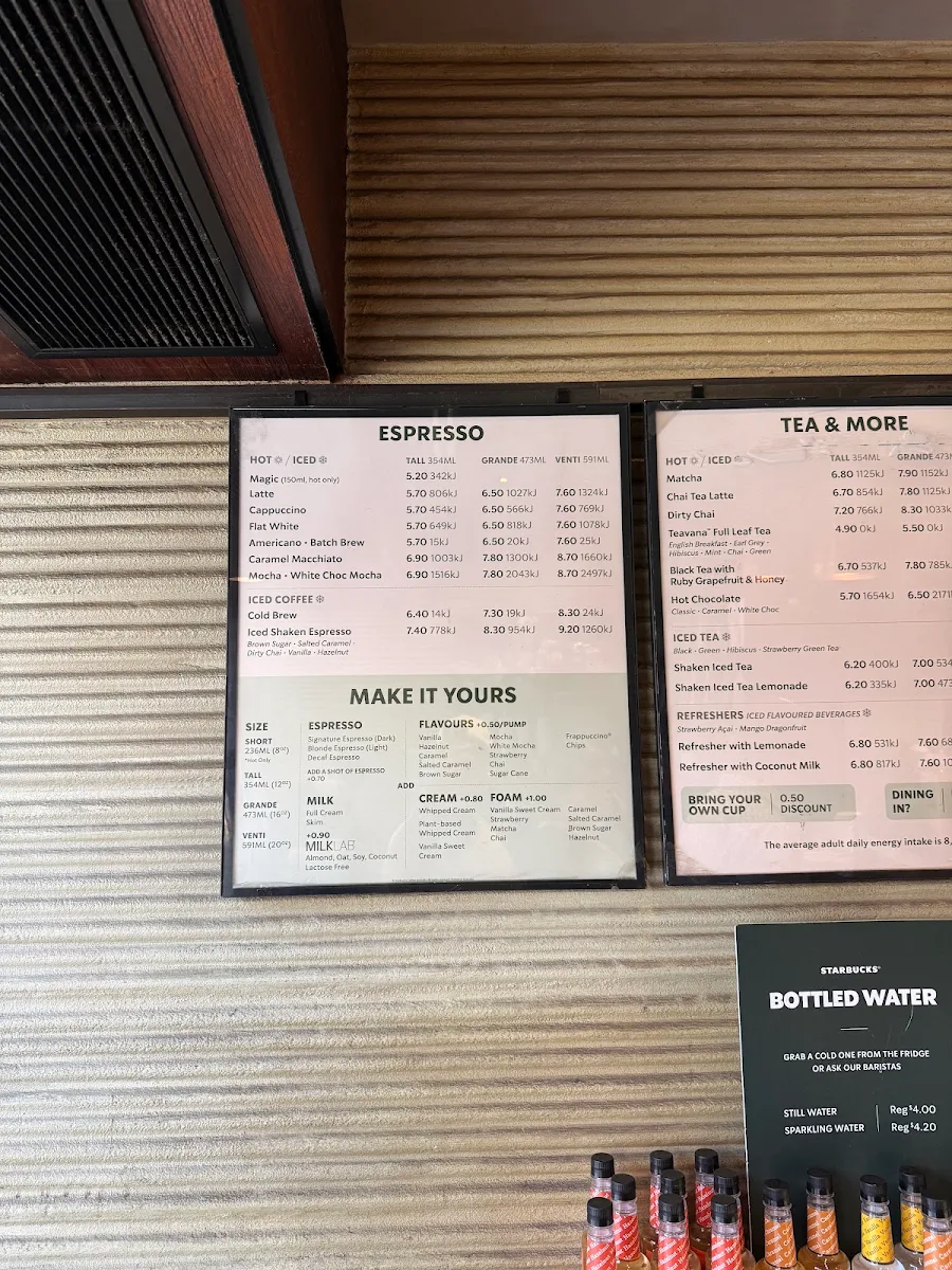 Menu, Starbucks Elizabeth Street