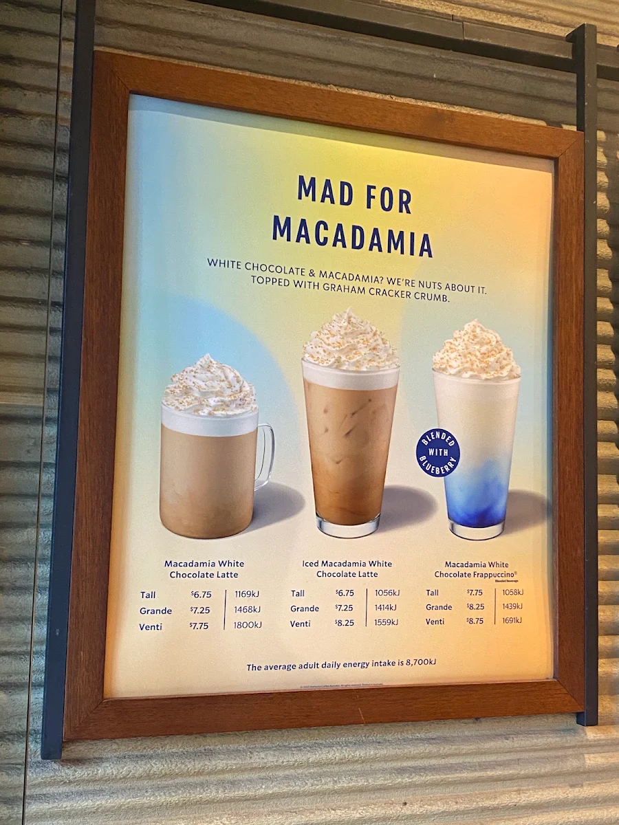 Menu, Starbucks Elizabeth Street