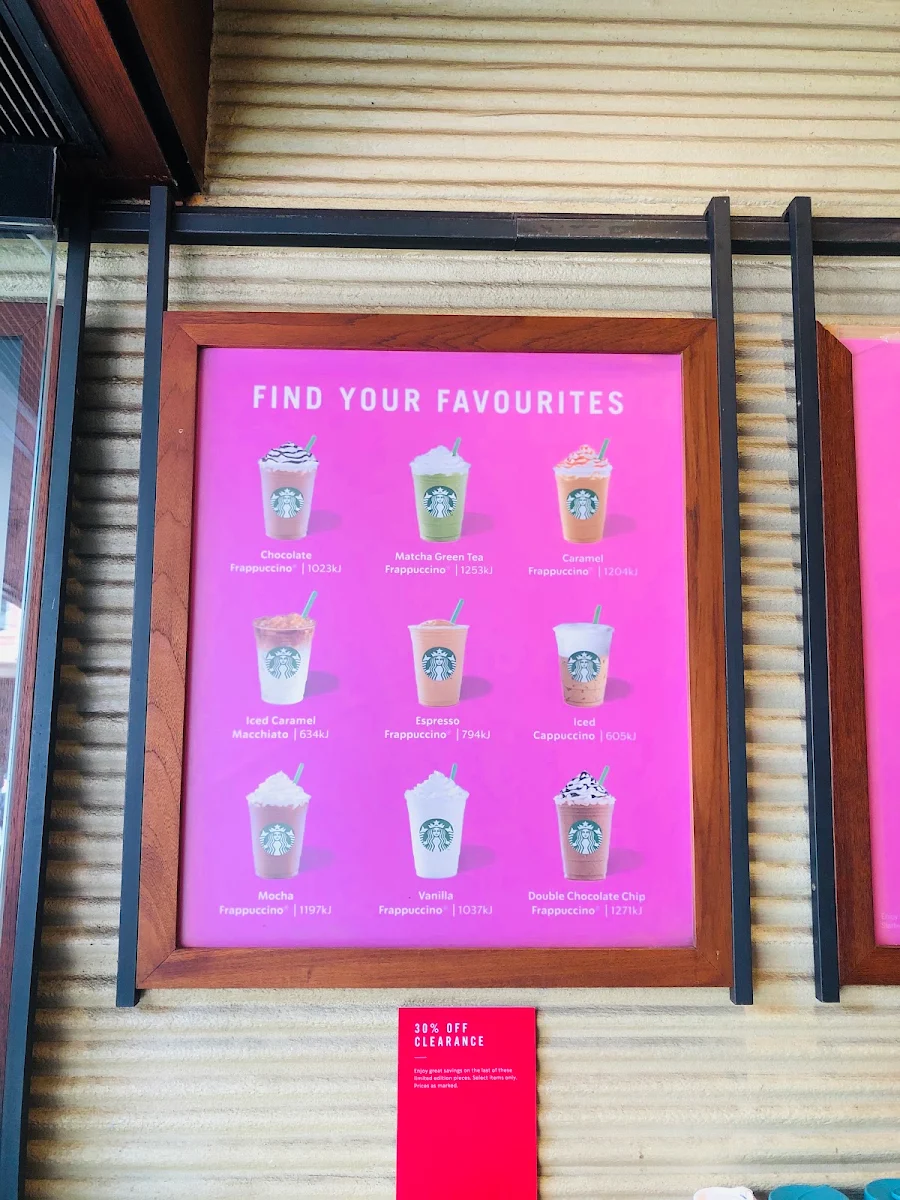 Menu, Starbucks Elizabeth Street