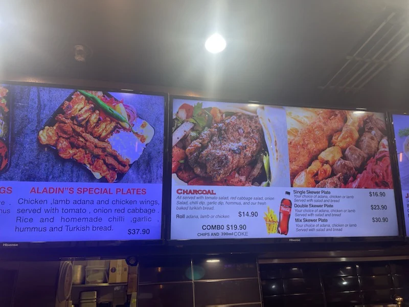Menu, Aladdin's Kebab