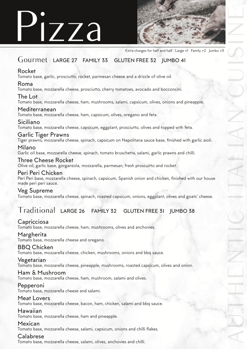 Menu, Little Italy Griffith