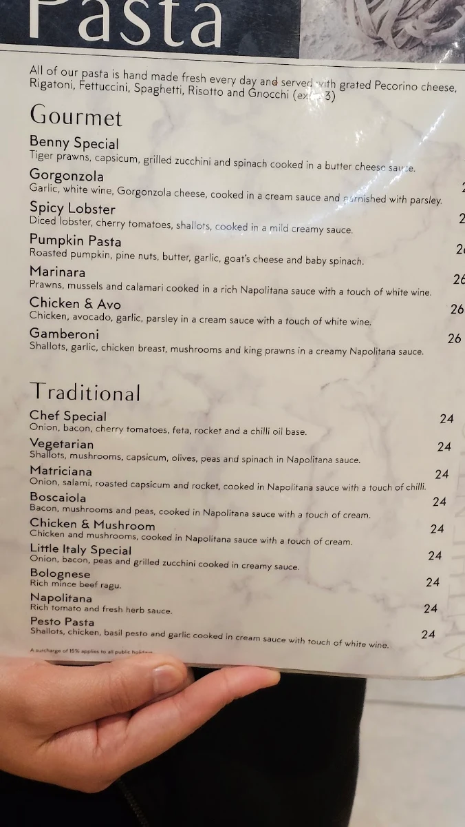 Menu, Little Italy Griffith