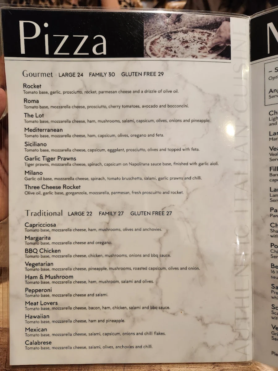Menu, Little Italy Griffith