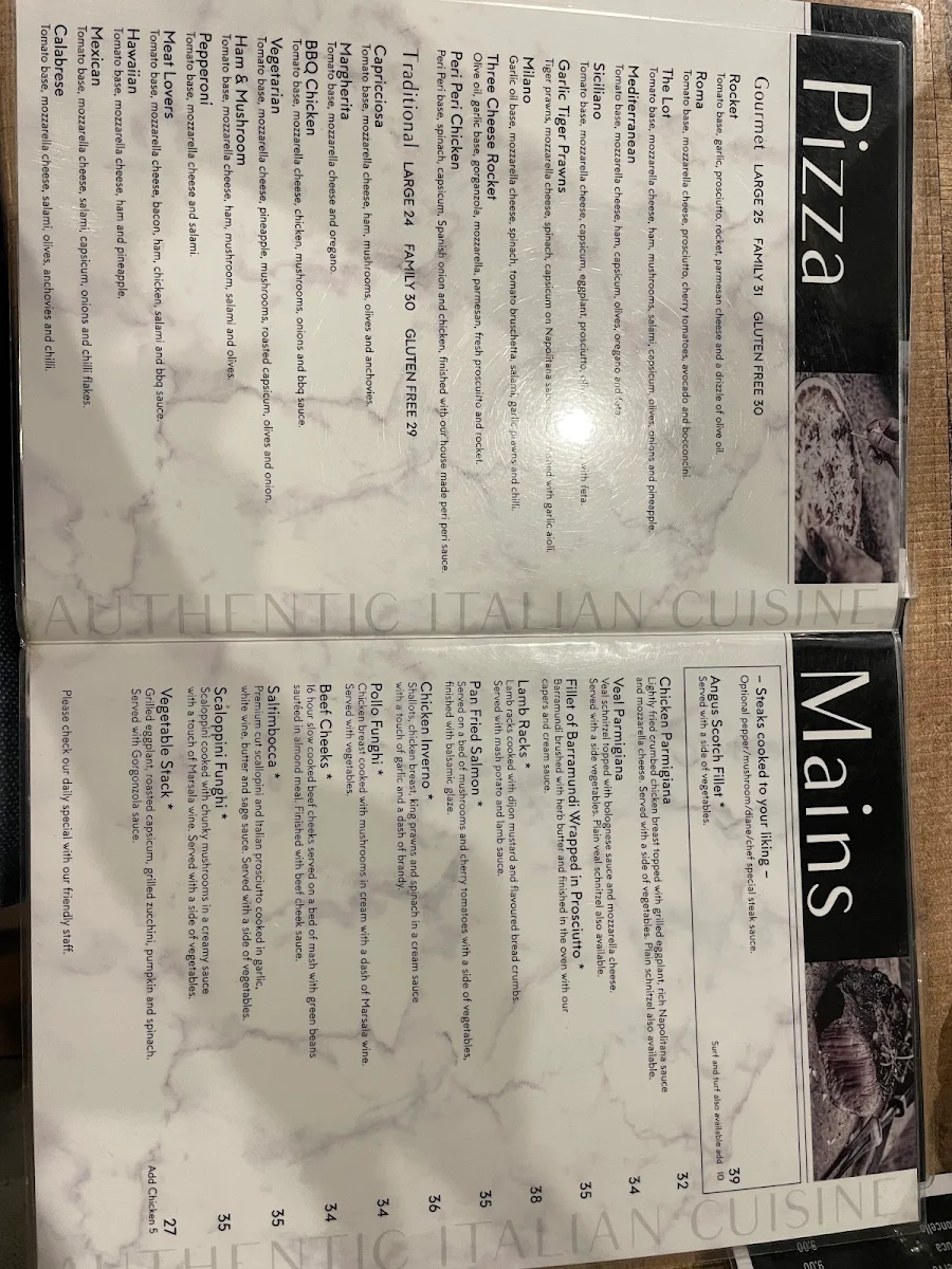 Menu, Little Italy Griffith