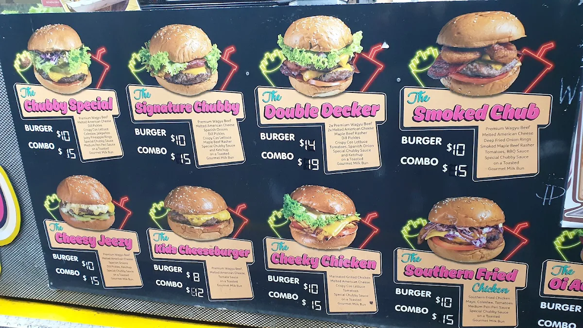 Menu, Chubby Buns Lidcombe