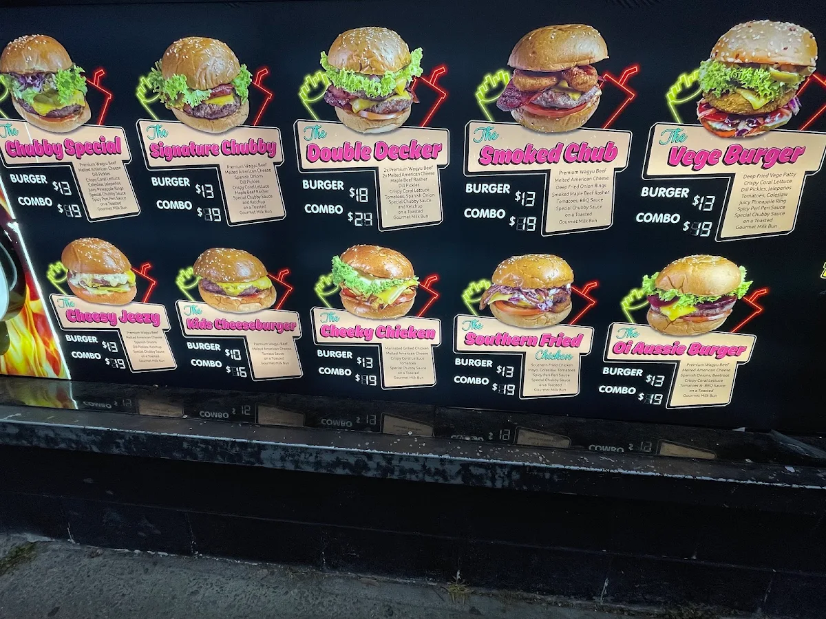 Menu, Chubby Buns Lidcombe