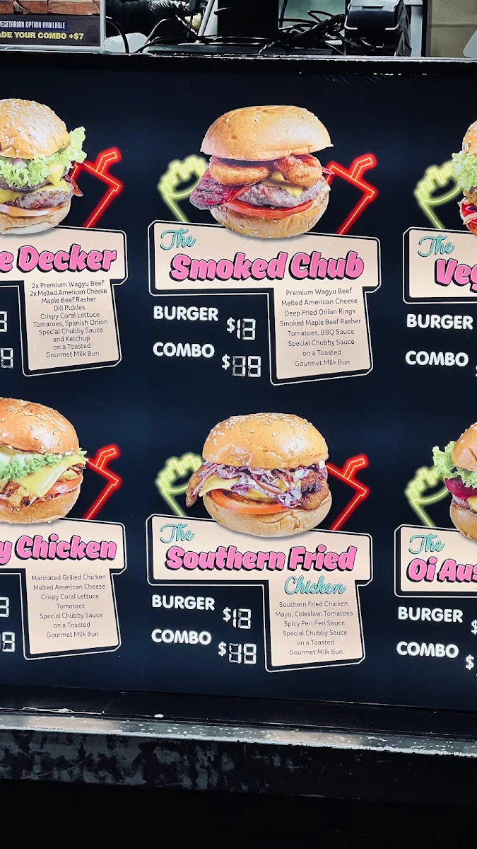 Menu, Chubby Buns Lidcombe