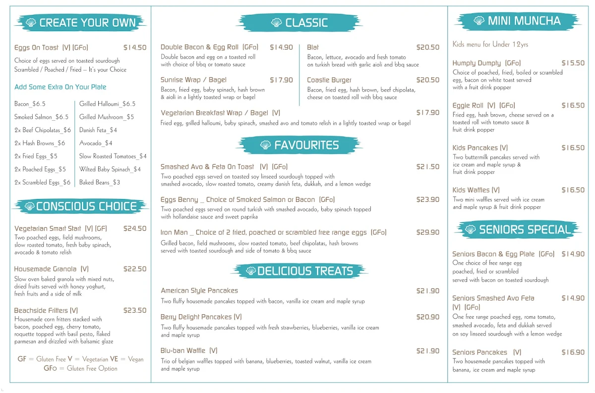 Menu, Munchas Cafe and Catering