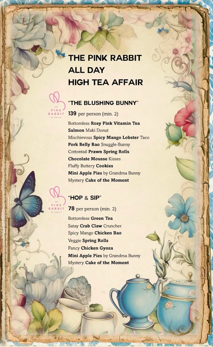 Menu, The Pink Rabbit at Tho Tho