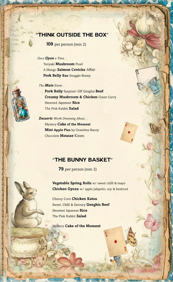 Menu, The Pink Rabbit at Tho Tho