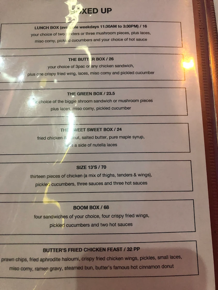 Menu, Butter Sydney