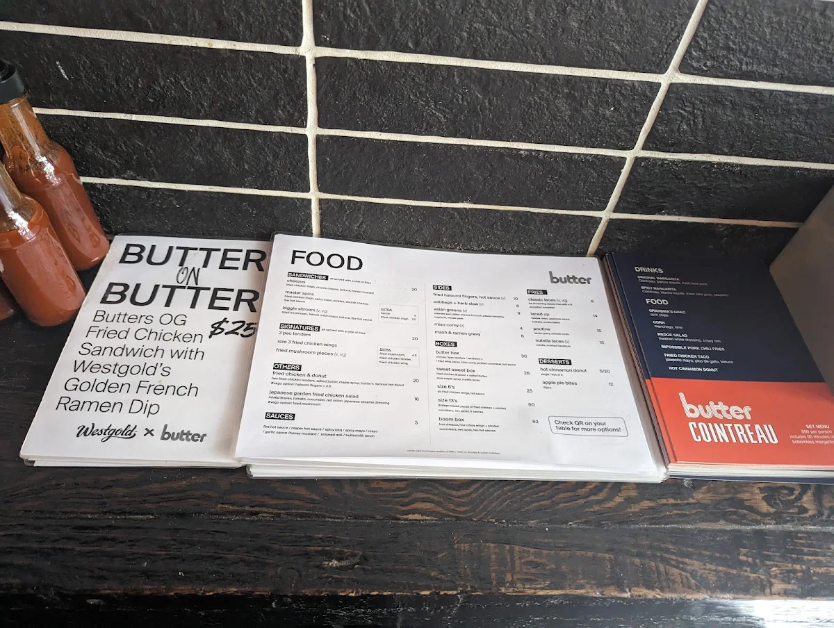 Menu, Butter Sydney