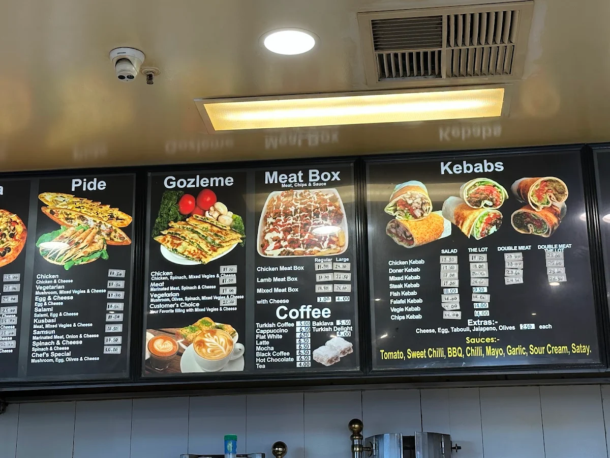 Menu, Midland Kebab Pizza Cafe