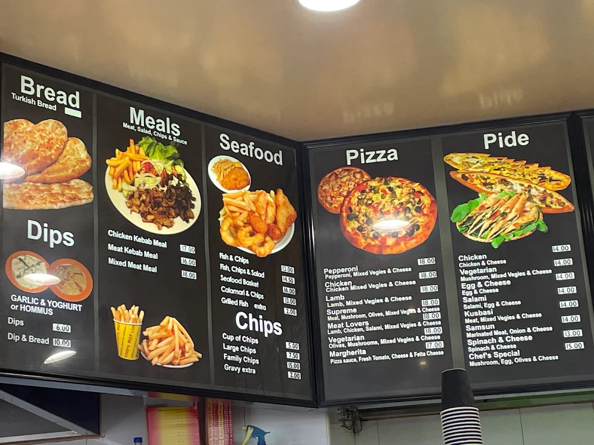 Menu, Midland Kebab Pizza Cafe