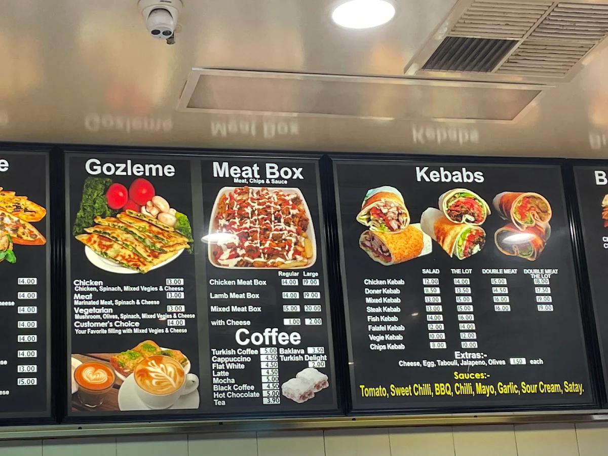 Menu, Midland Kebab Pizza Cafe