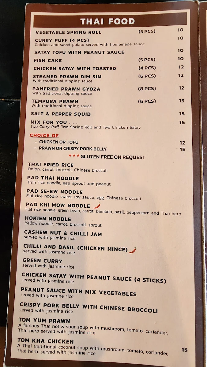 Menu, Delish Cafe and Thai restaurant