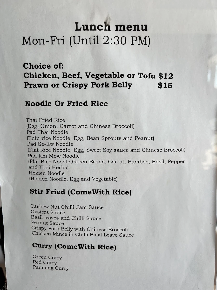 Menu, Delish Cafe and Thai restaurant