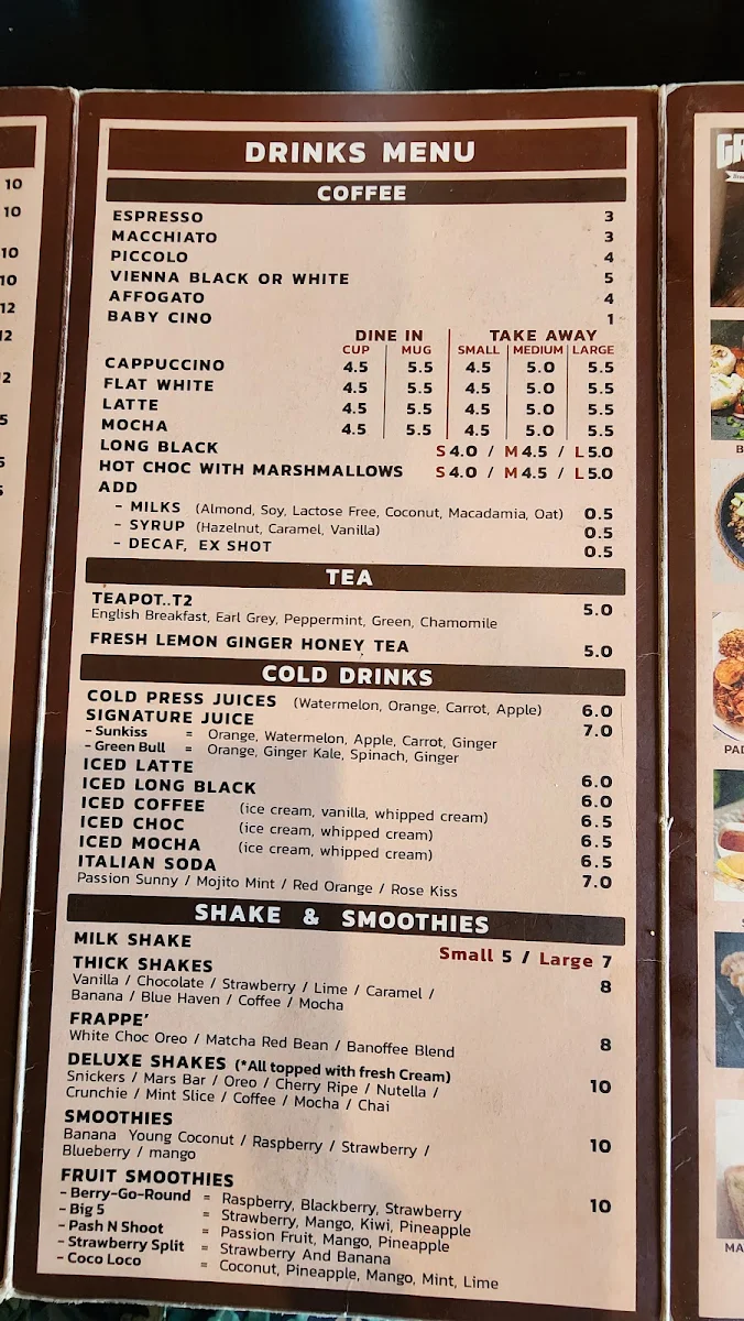 Menu, Delish Cafe and Thai restaurant