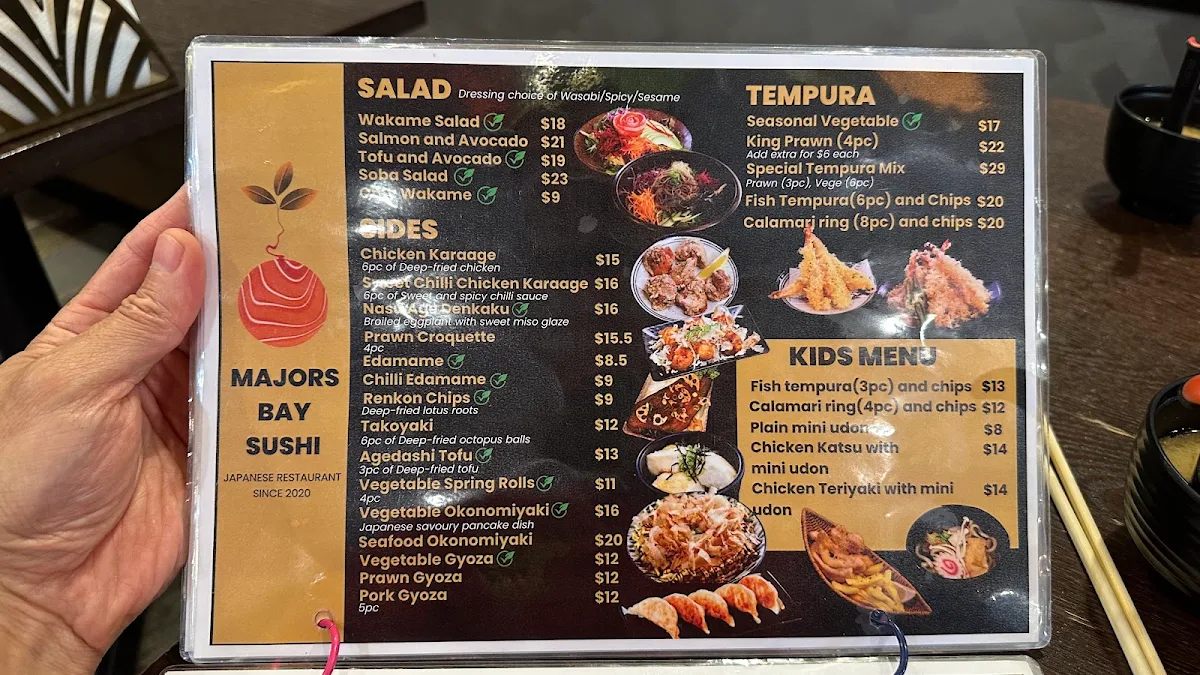 Menu, Majors Bay Sushi