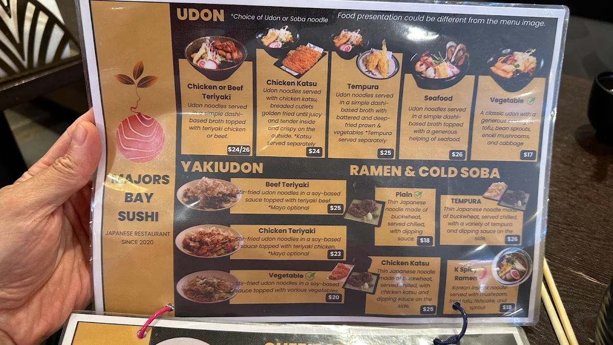 Menu, Majors Bay Sushi