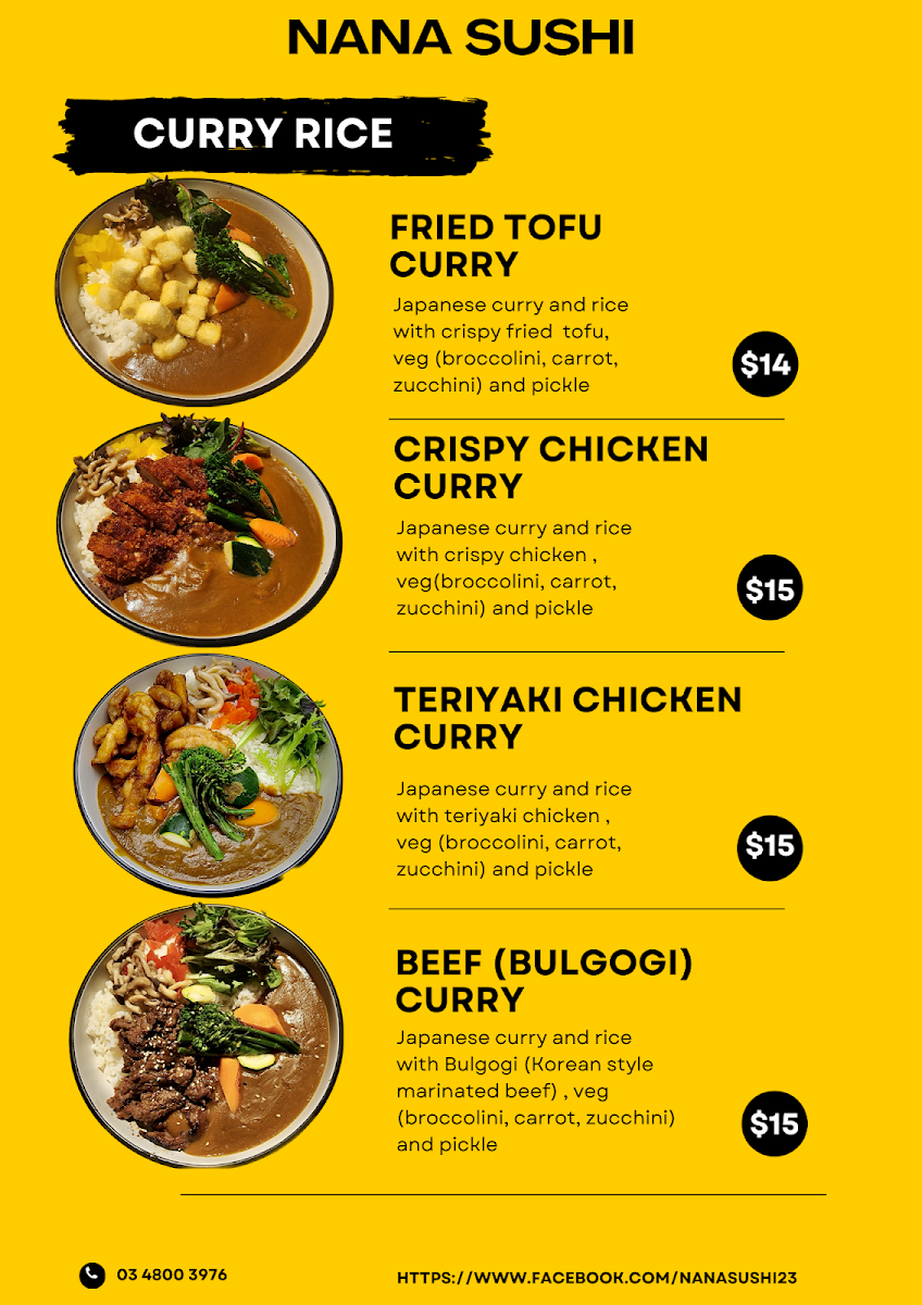 Menu, NANA SUSHI
