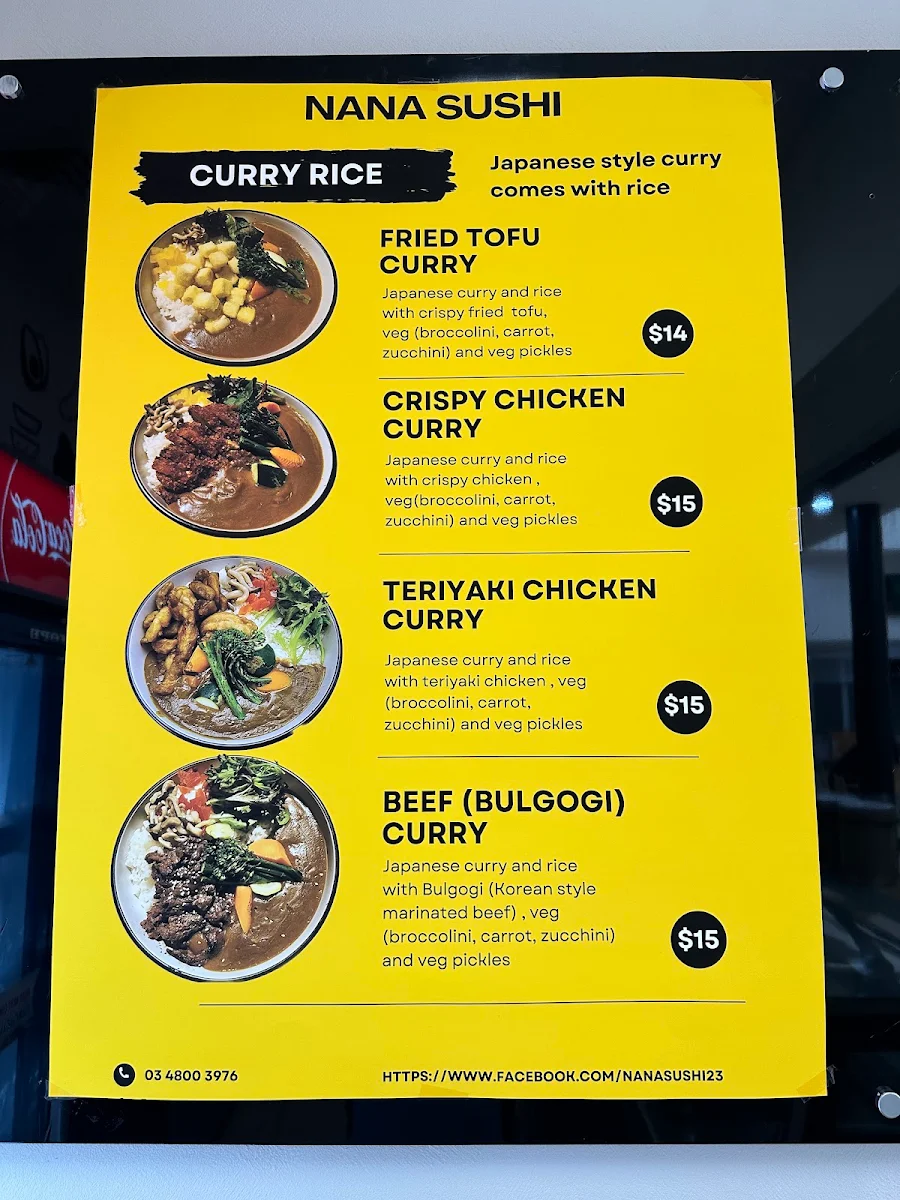 Menu, NANA SUSHI