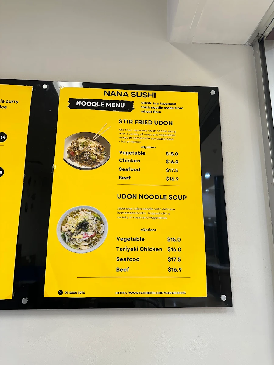 Menu, NANA SUSHI