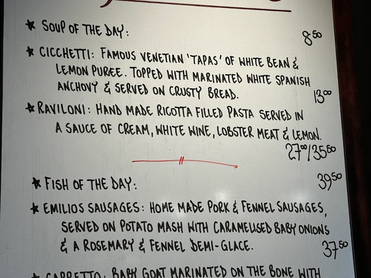 Menu, The Olive Tree