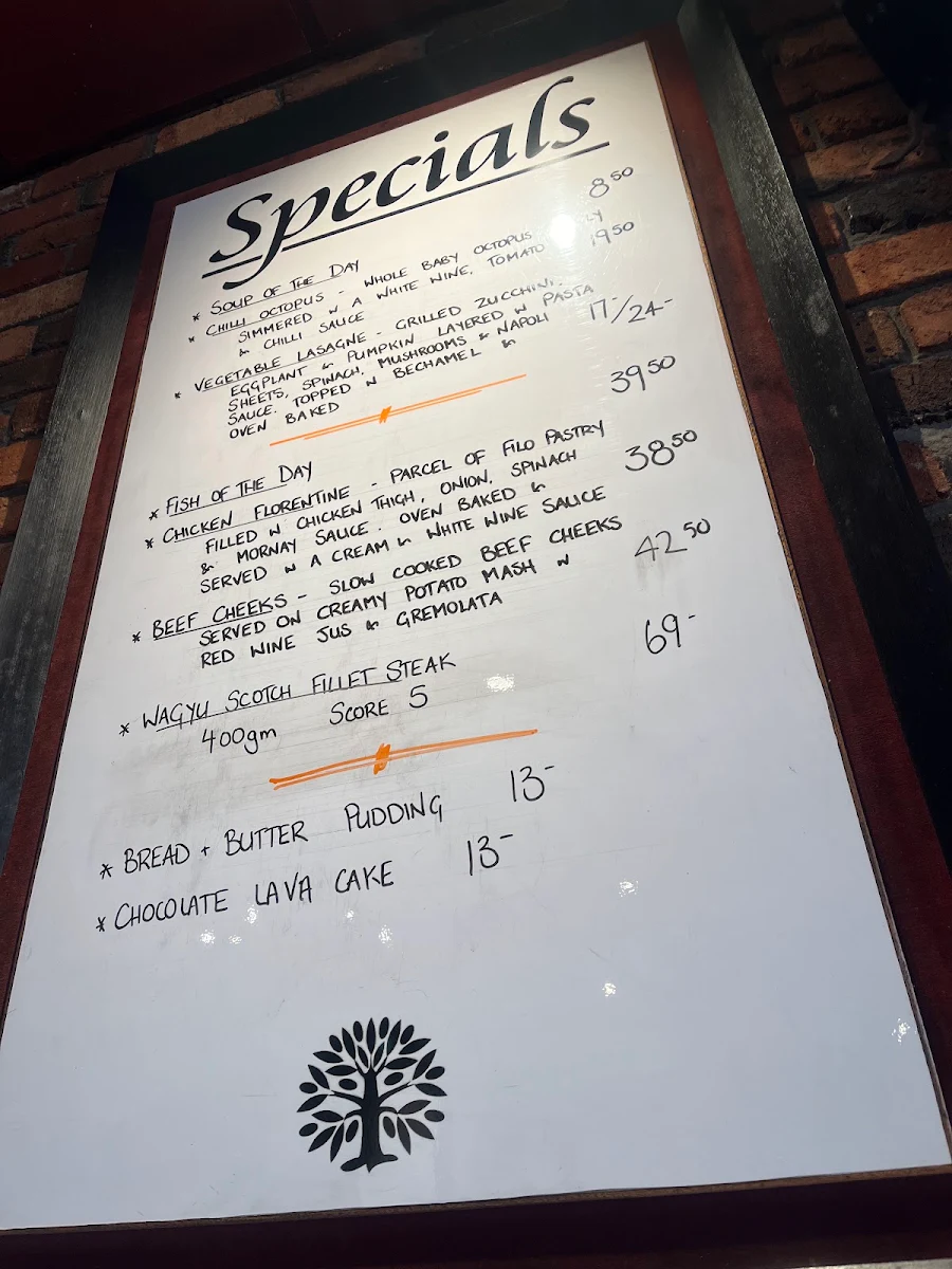Menu, The Olive Tree