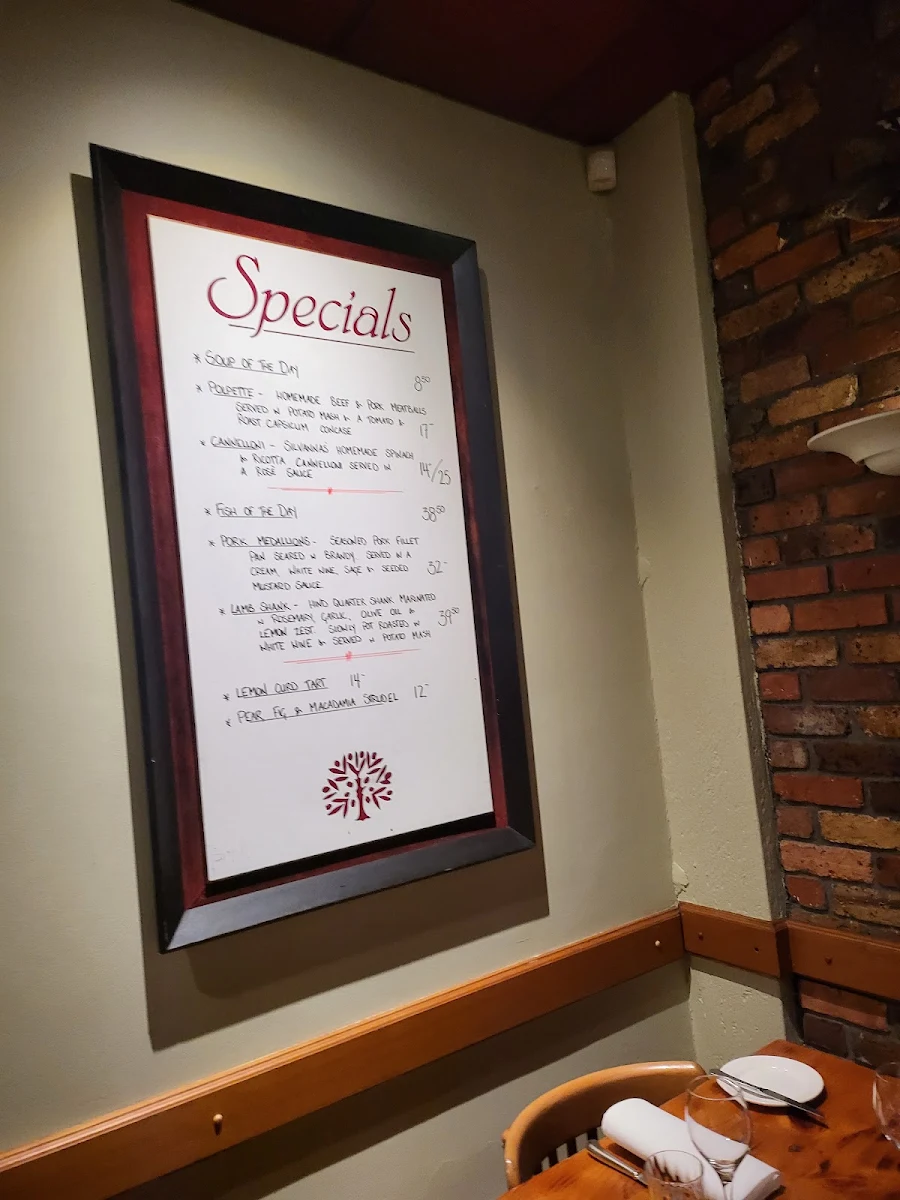 Menu, The Olive Tree