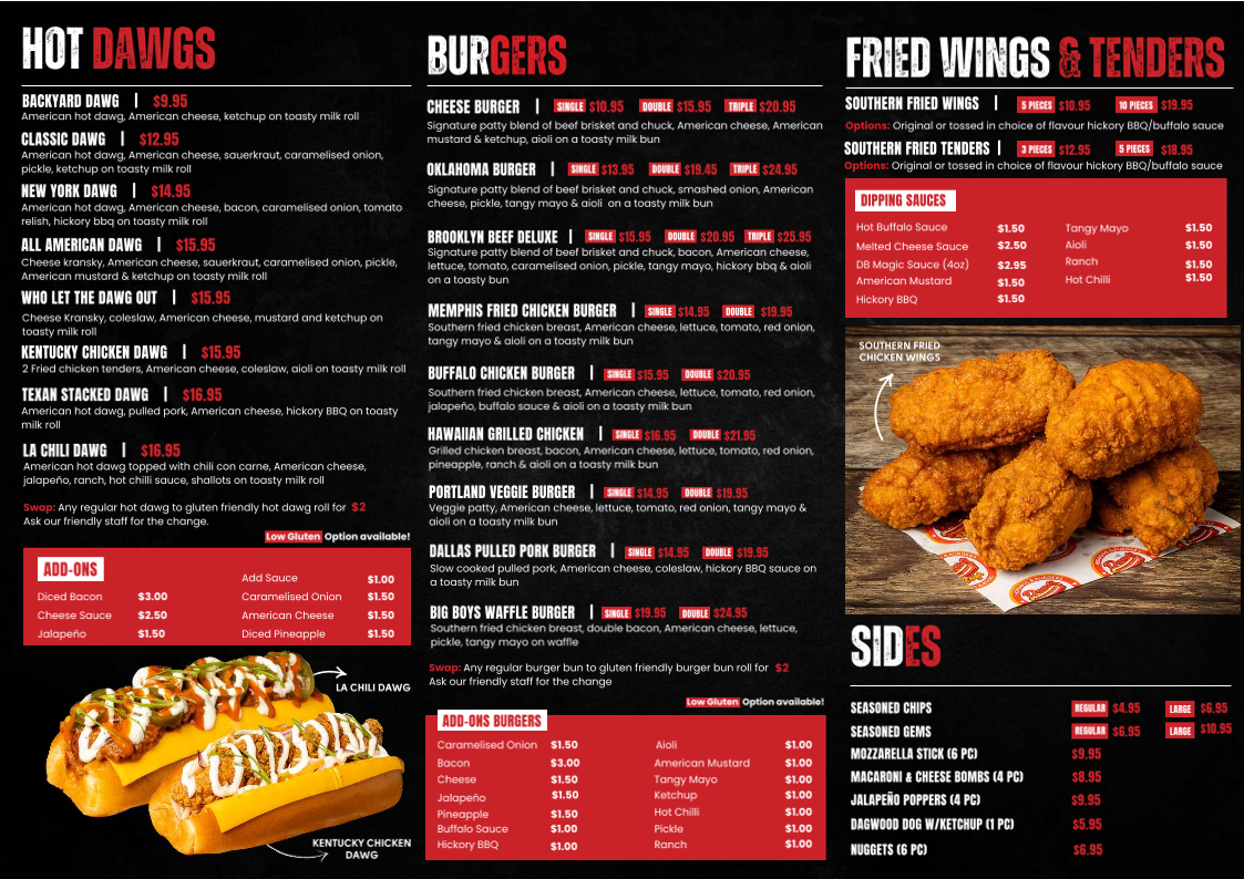 Menu, Dawg Boys - Everton Park