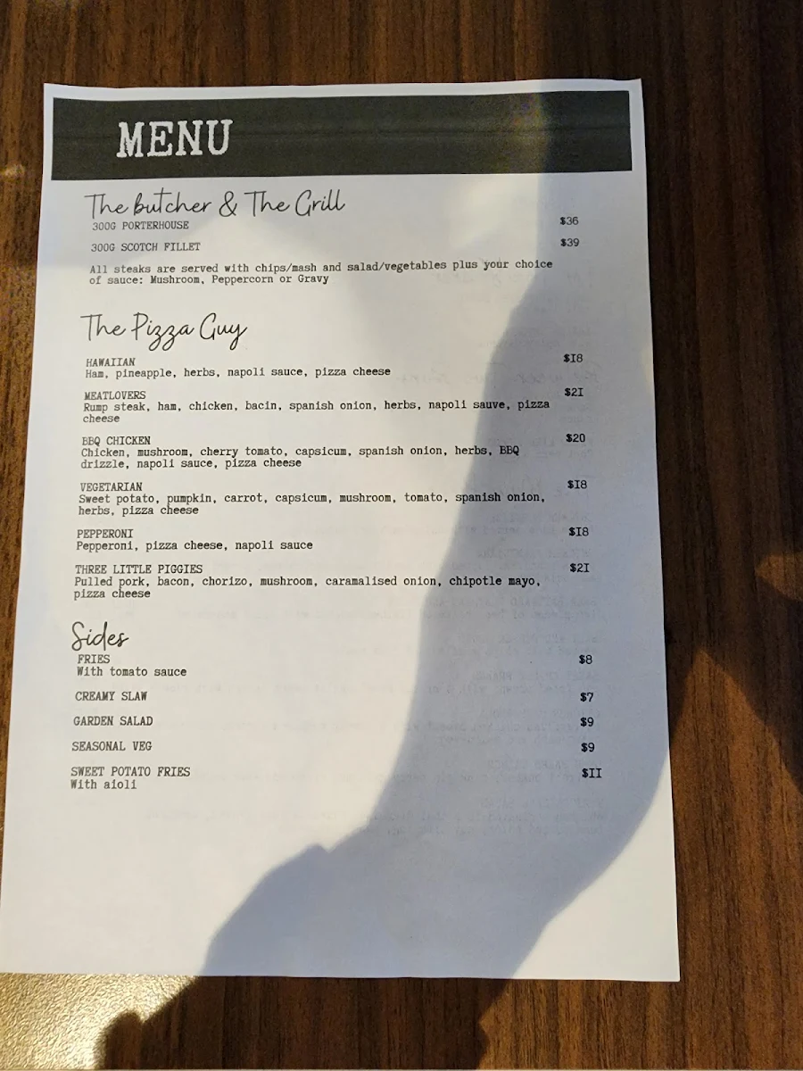 Menu, Commercial Hotel