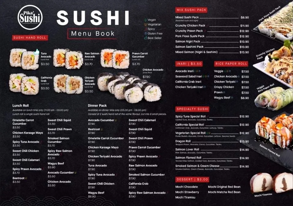 Menu, Pika Sushi - Authentic Japanese Cuisine and Takeaway in Warragul