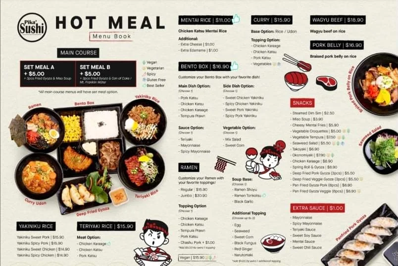 Menu, Pika Sushi - Authentic Japanese Cuisine and Takeaway in Warragul