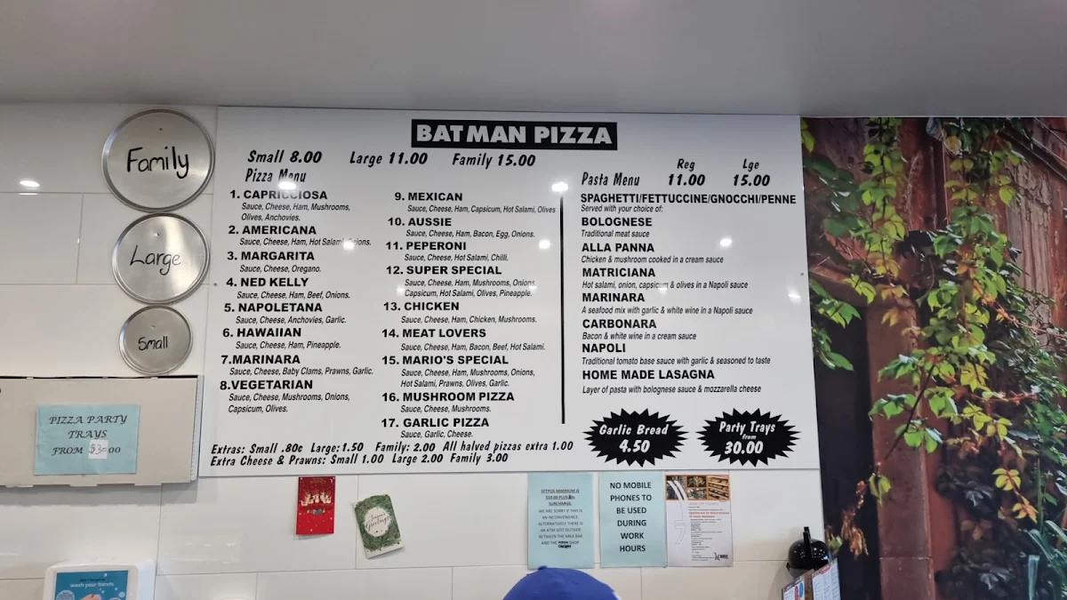 Menu, Batman Pizza