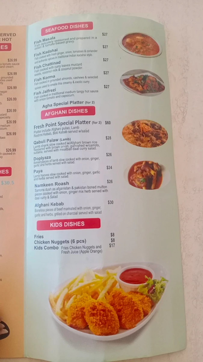 Menu, Fresh Point Juice Bar and Restaurant