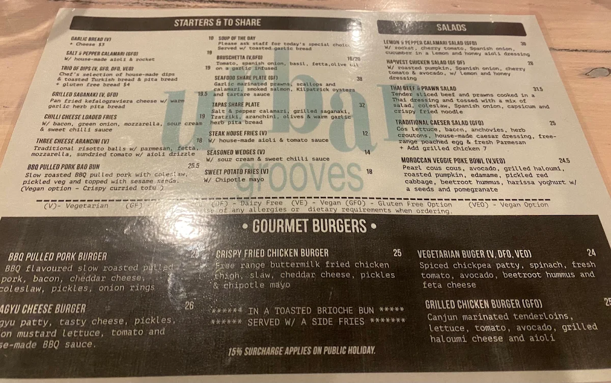 Menu, Urban Grooves