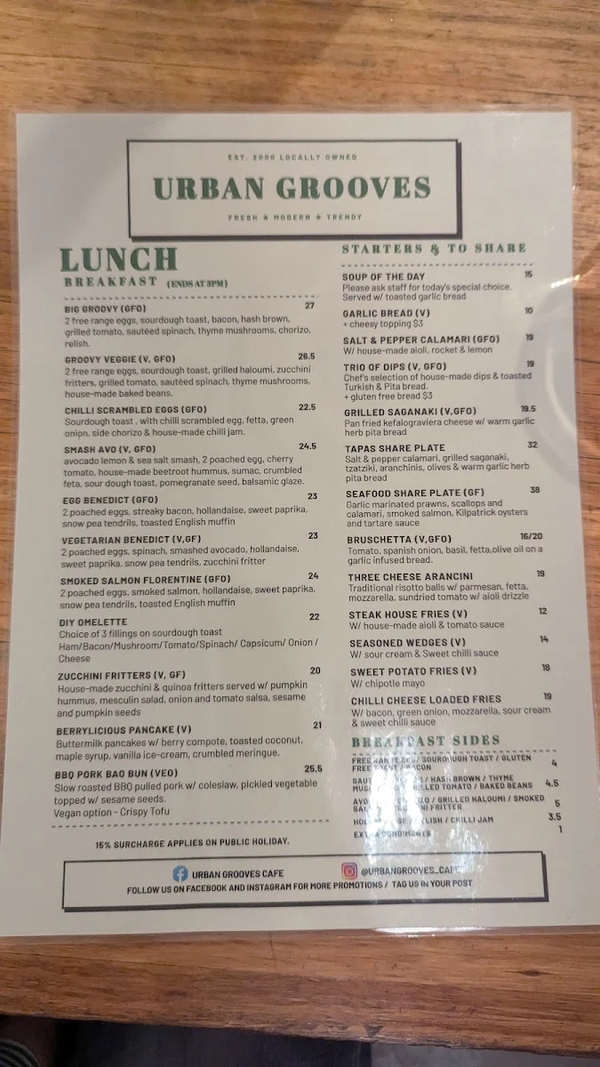 Menu, Urban Grooves