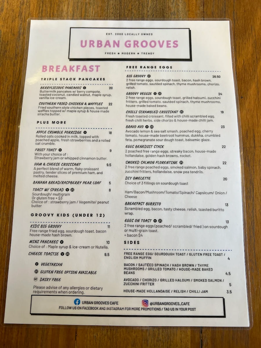 Menu, Urban Grooves