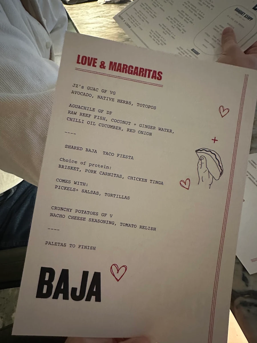 Menu, Baja Modern Mexican